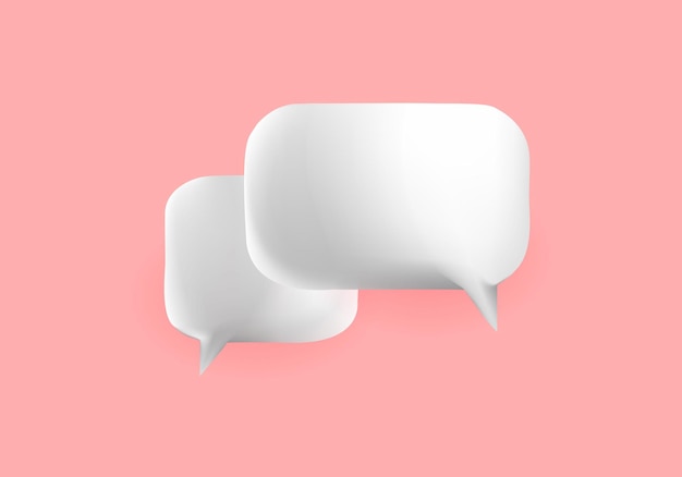 3d set white speech bubble chat communication Cute style vector illustrations for web icon