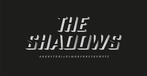 3D shadows font volume letters halftone dots alphabet Creative high bold with points outline typeset for logo headline and monogram Vector typographic design