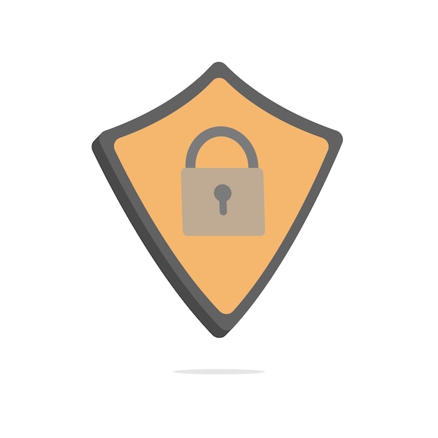 3d shield and padlock concept in minimal cartoon style