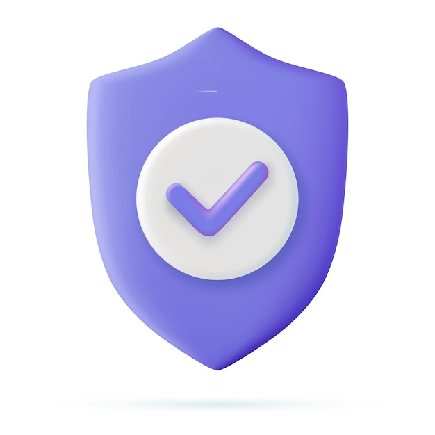 3d Shield protected icon with check