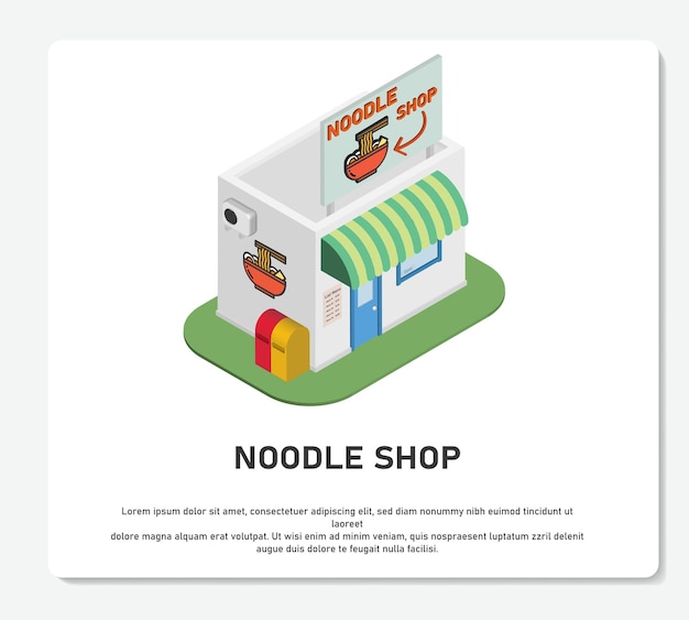 3D Shop Building With Logo Electro Noodle Fast Food Simple