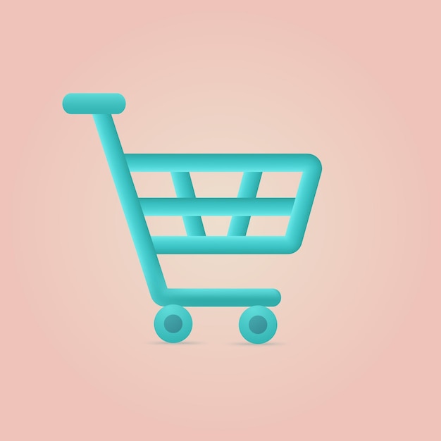 3d shopping cart cartoon style icon Vector