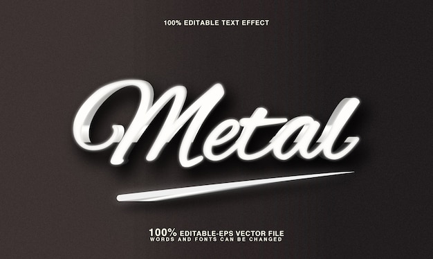 3d silver metal text style effect