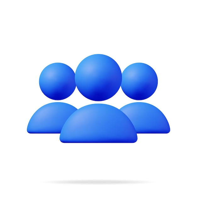 3D Simple Group User Icon Isolated