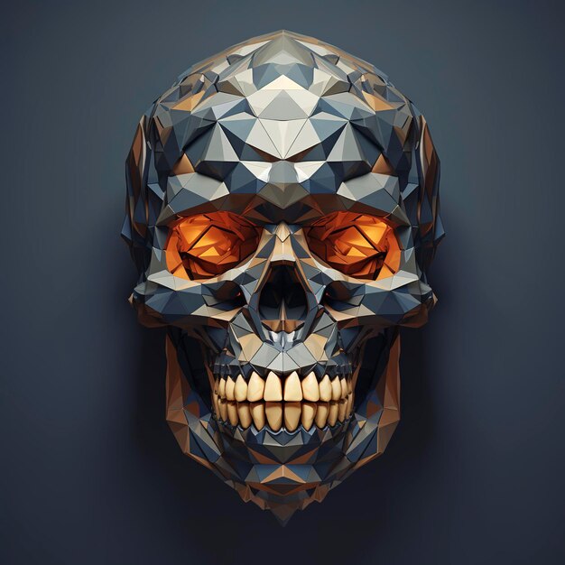 Vector 3d skull in the style of vector art