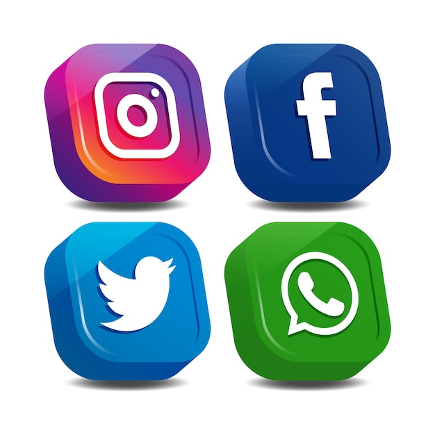 3D social media icon button