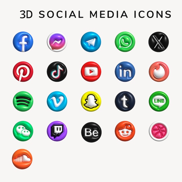 Vector 3d social media icon render