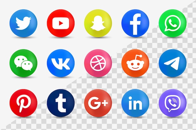 3d Social media logotype collection - round modern 3d icons