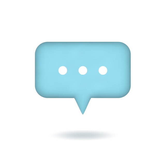 3d social media notification speech bubble with three white dots