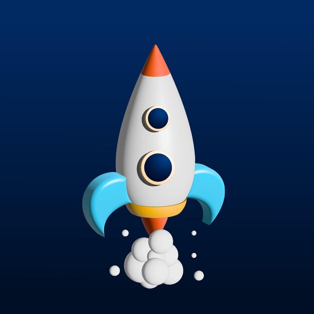 3d spaceship rocket icon Startup space business concept