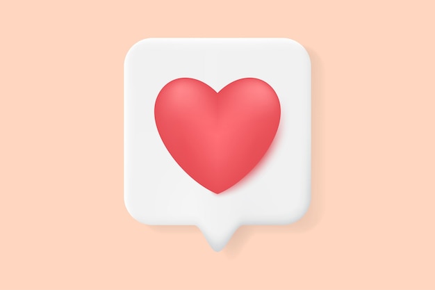 3d speech bubble with heart Love like heart social media notification Social media network 3d vector illustration