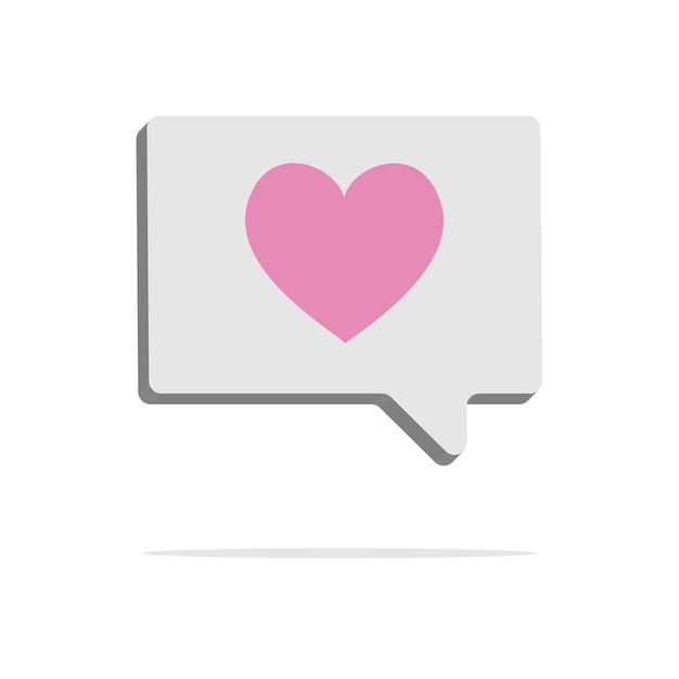 3d speech bubble with heart in minimal cartoon style