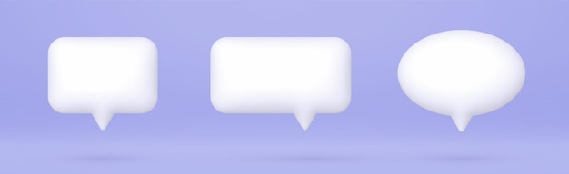 3d speech bubbles set realistic white chat dialogue quotes social media communication elements