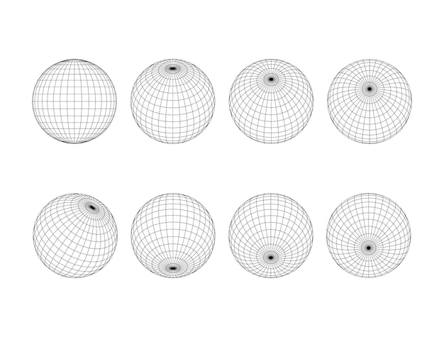 3d sphere grid Group of geometric round shapes