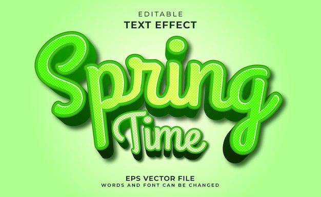 3D spring time text effect template with green color