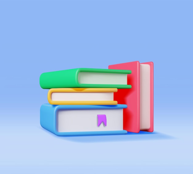 3D Stack of Closed Books Isolated