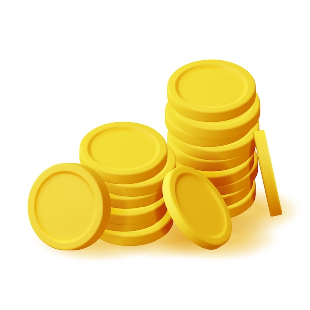 3D Stack of Gold Coins Icon Isolated