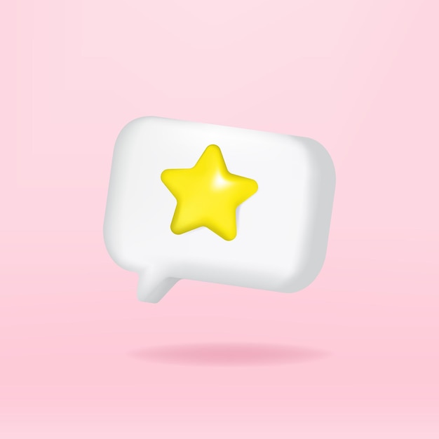 3D star symbol social media notification icon isolated on white bubble speech.