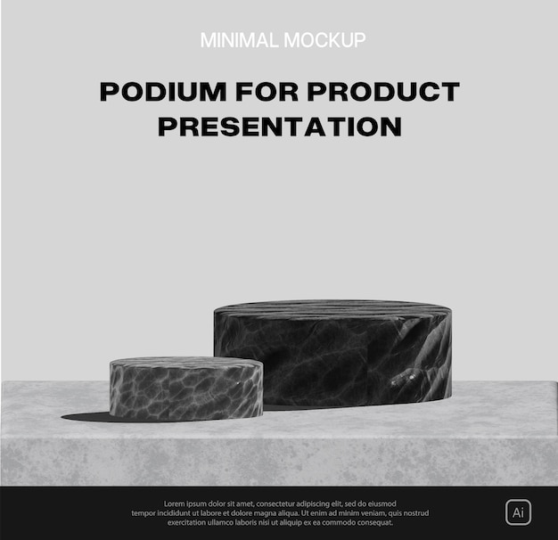 Vector 3d stone podium for product mockup