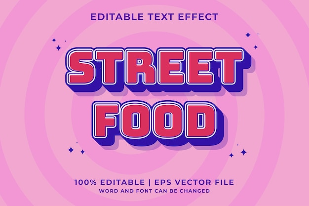 3d Street Food Cartoon Editable Text Effect Premium Vector