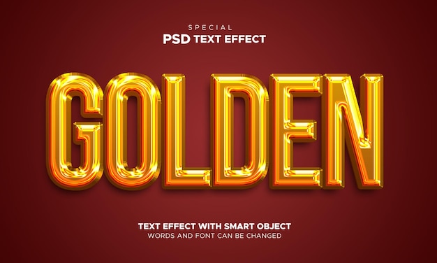 3d style editable gold text effects smart object