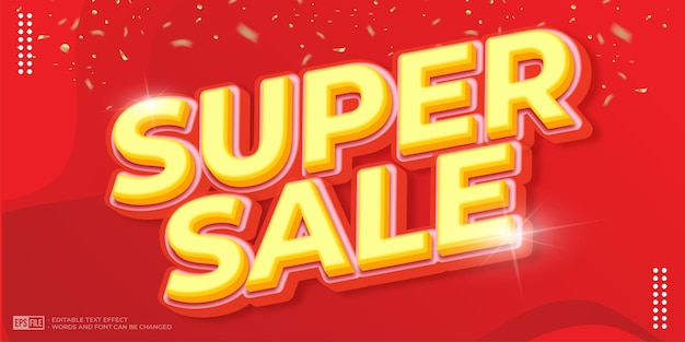 3D style editable text super sale design on red background