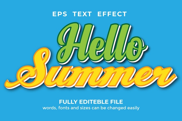 3d style Hello summer editable text effect