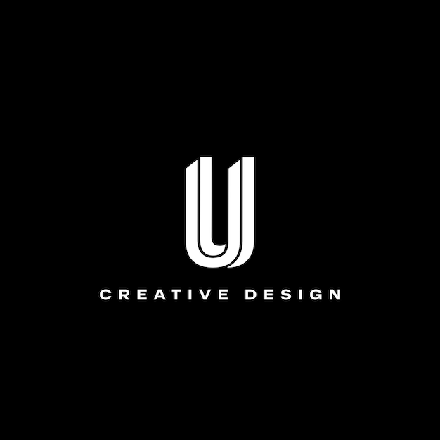 Vector 3d style minimal u logo design