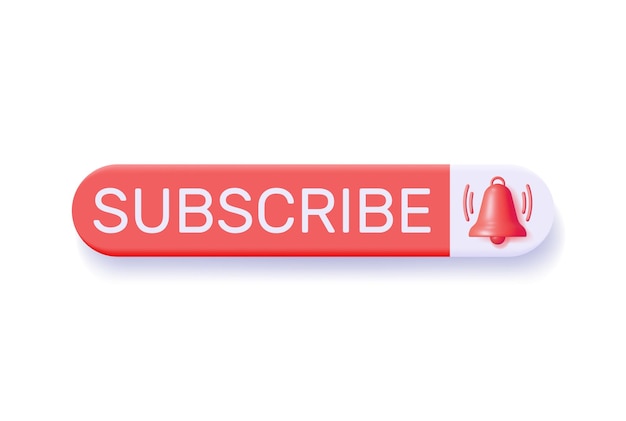 3D Subscribe Bar with Bell Button Isolated