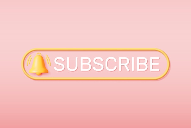 3D Subscribe Bar with Bell Button Isolated