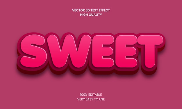 3D Sweet Editable Text Effect Premium Vector