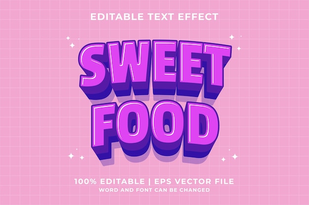 3d Sweet Food Cartoon Editable Text Effect Premium Vector