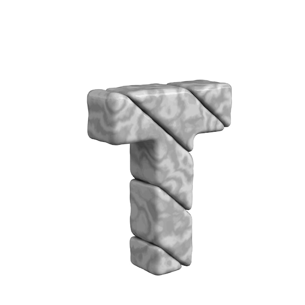 Vector 3d symbol made of marble letter t