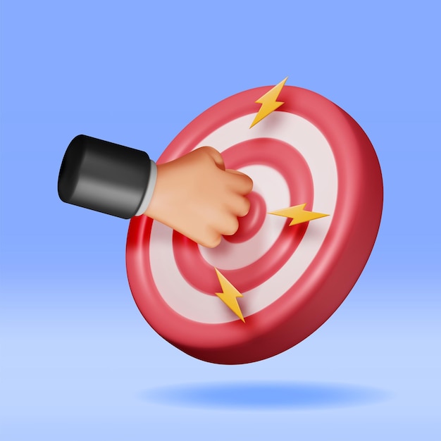 3D Target with Hand in Center Icon