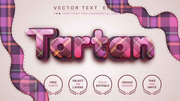 3D Tartan Editable Text Effect, Font Style