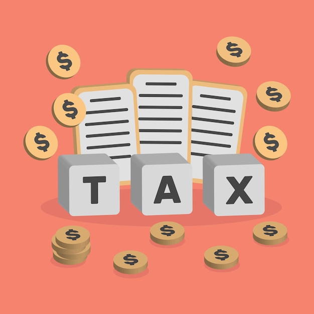 3d tax concept in minimal cartoon style