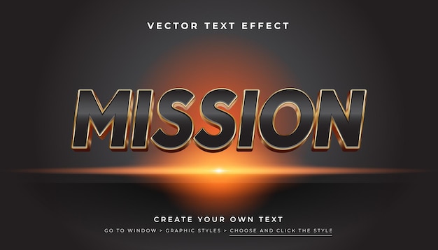 3D Technology Mission Gold Black Text Effect Graphic Styles Vector