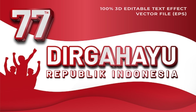 3d text effect dirgahayu republik indonesia with red and white background