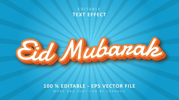 3D text effect Editable 3D Text Effect Simple Eid Mubarak Style Isolated on Blue Backgorund