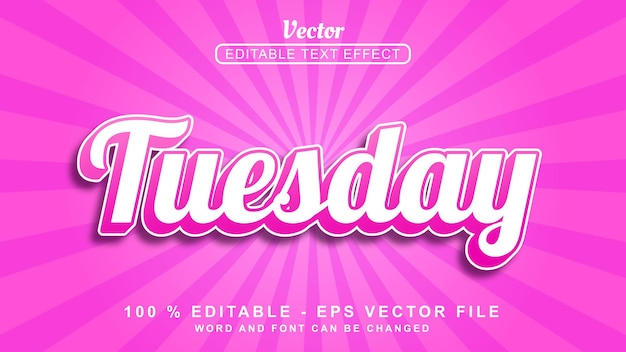 3d text effect Editable 3d text effect White Tuesday Simple Style Isolated on Pink Background