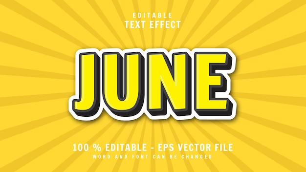 3D text effect Editable 3D Text Effect Yellow June Style Isolated on Yellow Backgorund