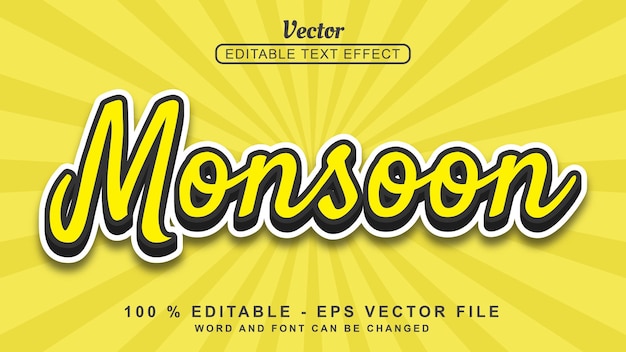 3d text effect editable 3d text effect Yellow Monsoon Modern style isolated on Yellow backgorund