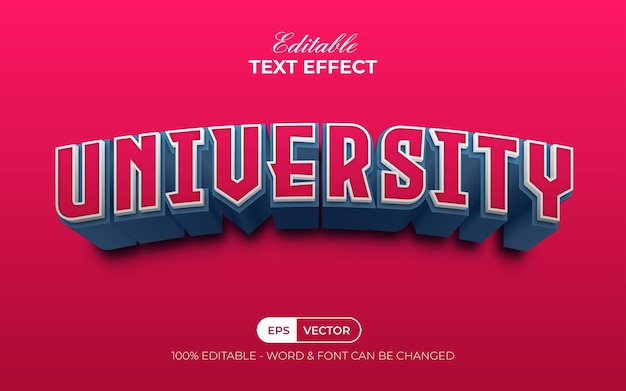 3d text effect university style Editable text effect