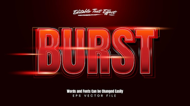 3D text effect with red burst style that can be edited