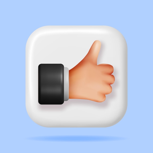 3D Thumbs Up Hand Gesture Button