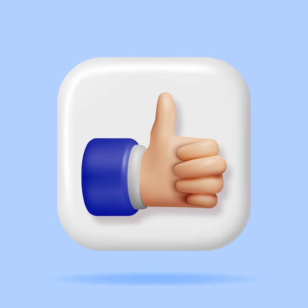 3D Thumbs Up Hand Gesture Button