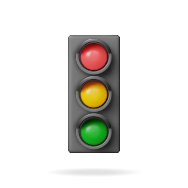 Vector 3d traffic lights with three colors isolated