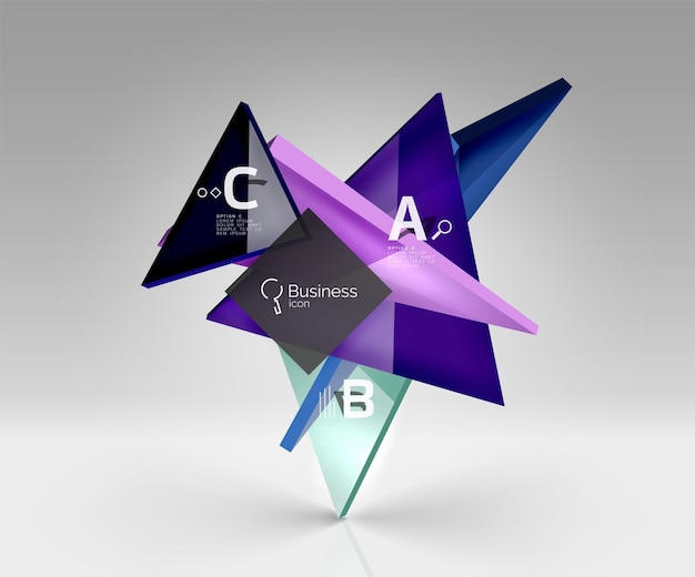 3d triangle modern composition Vector template background for workflow layout diagram number options or web design