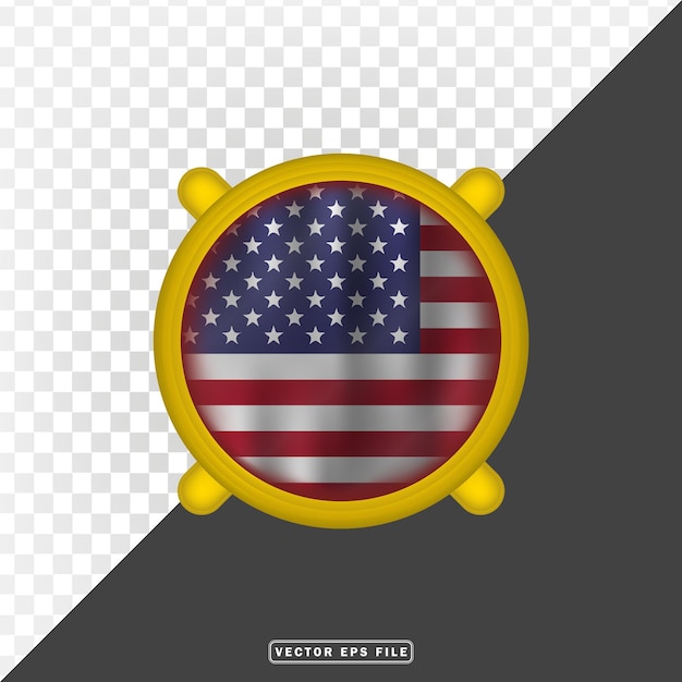 3d united state nation country flag with border circle shield