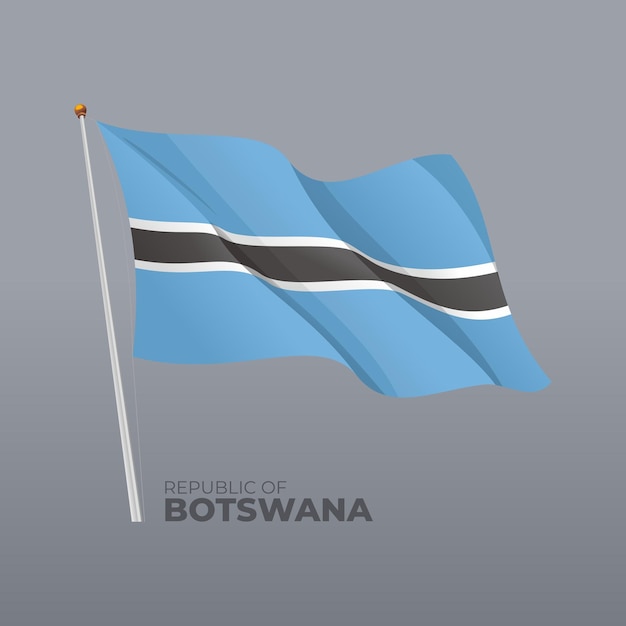 3D vector Botswana national waving flag